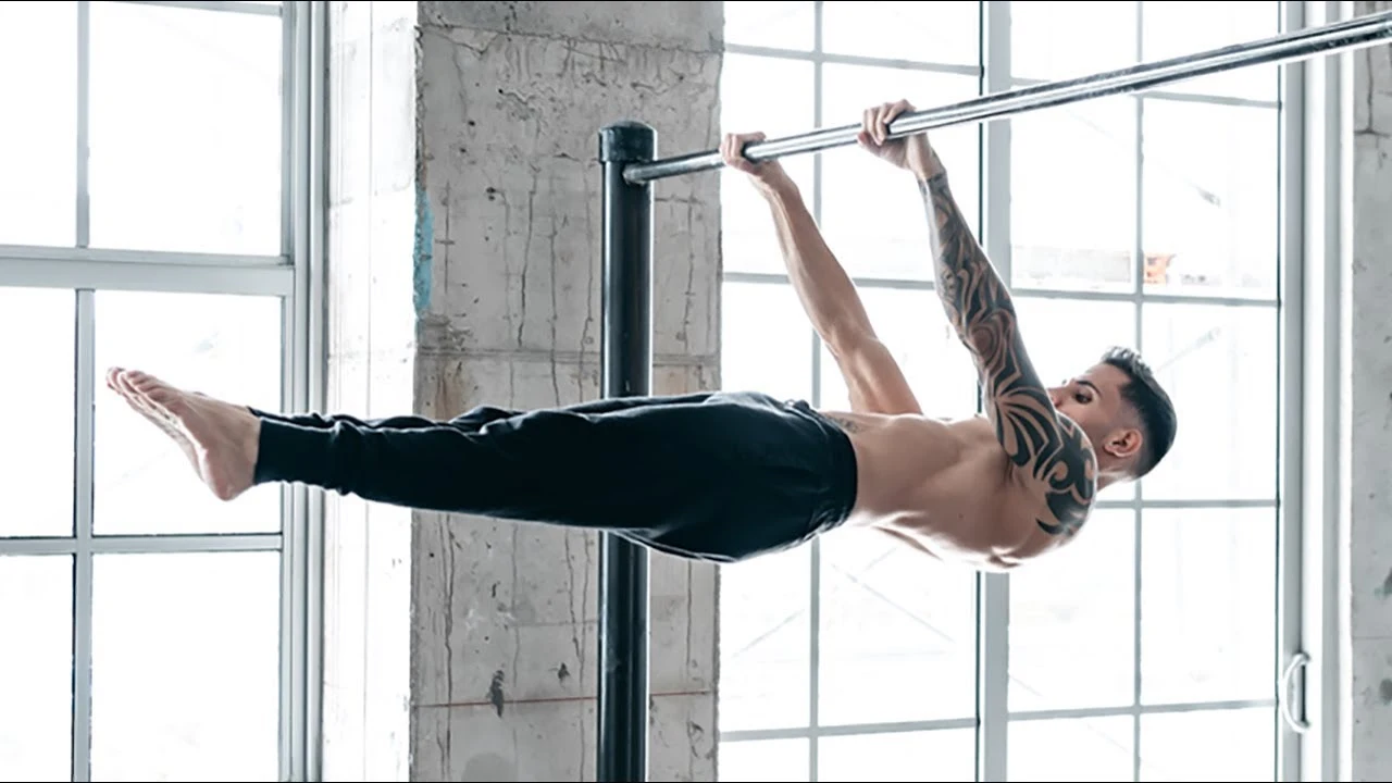 Athlete holding a front lever